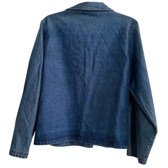 VTG New Identity Blue Denim Jean Jacket Embroidered Floral Cotton L - Picture 4 of 6